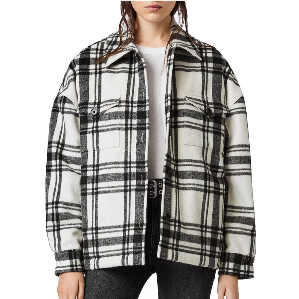 AllSaints Luella Relaxed Fit Trucker Jacket - Black/White